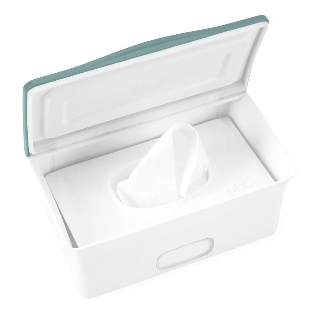 Ubbi Baby Wipes Dispenser with Weighted Plate and Secure Seal, Nursery and Baby Registry Essential to Keep Wipes Fresh, Open Water