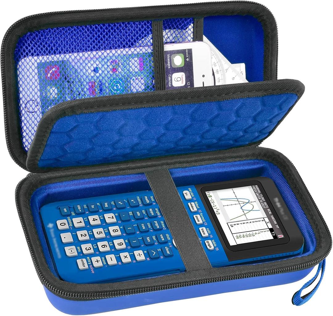 Graphing Calculators Case for Texas Instruments TI-84 Plus/TI-83 Plus CE Color Calculator, Storage Holder for TI-89/for Casio fx-9750GIII for TI-30XS for Cables, Pens, Pencil -Blue(Box Only)