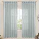LAMIT Linen Blended Curtains for Bedroom, Faux Linen Textured Light Filtering Drapes Back Tab and Rod Pocket Boho Burlap Panels for Farmhouse/Living Room, 2 Panels, 52 x 72 Inch, Greyish Blue