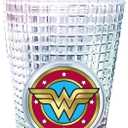 Spoontiques DC Comics Diamond Tumbler, 20oz - Textured Cup w/Staw, Double Wall Insulated, BPA Free - Wonder Woman (1 Count (Pack of 1))