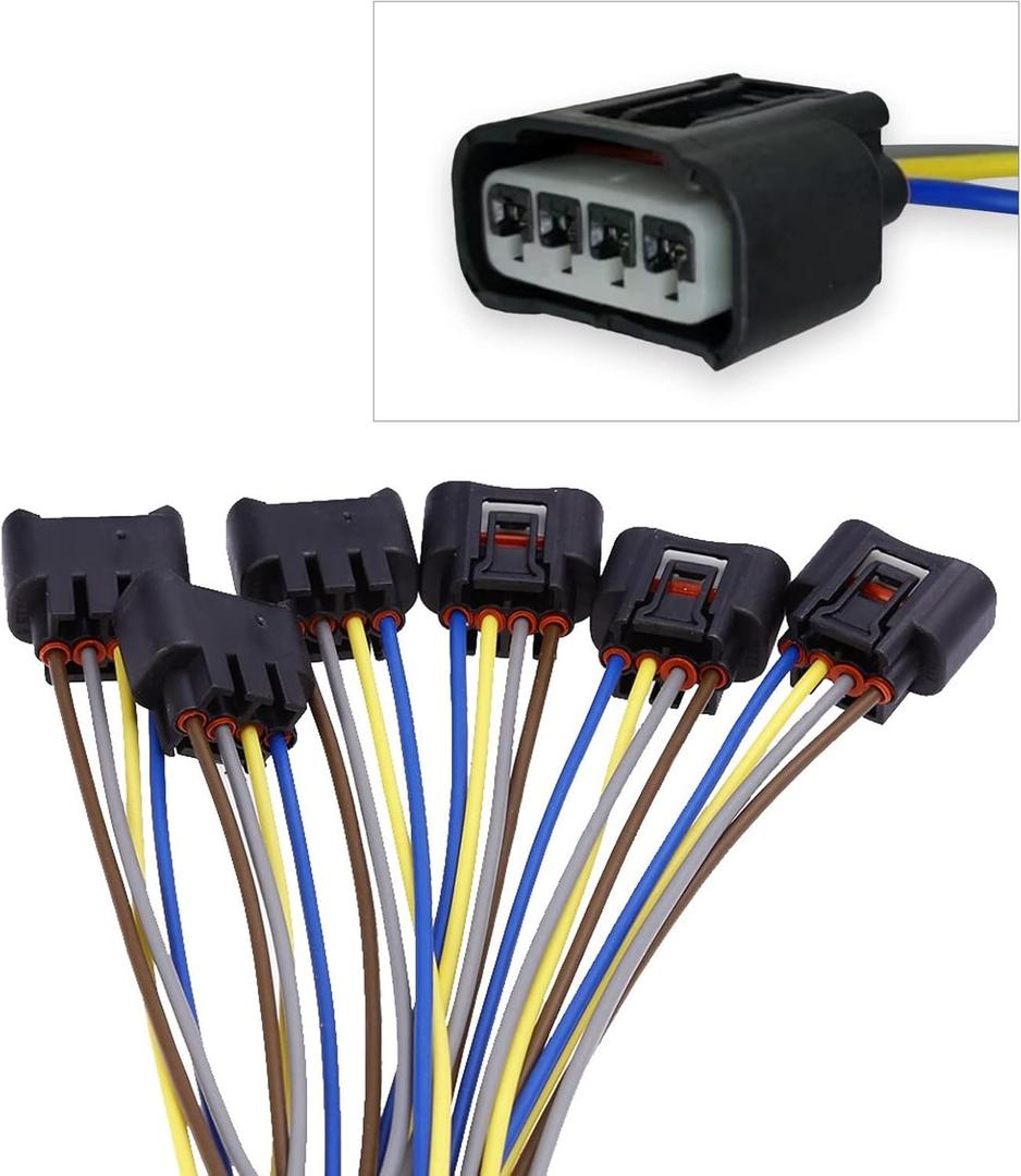Pack-6 Ignition Coil Connector Plug Harness, Compatible with Toyota Camry Corolla Reiz Camry RAV4 (Black)