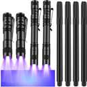 Tegeme 8 Pcs Black Light Markers Set 4 Invisible Ink Pen 4 Mini UV Flashlights Invisible Ink Marker Disappearing Pen for Class Prizes Spy Gift Party Favors (Black)
