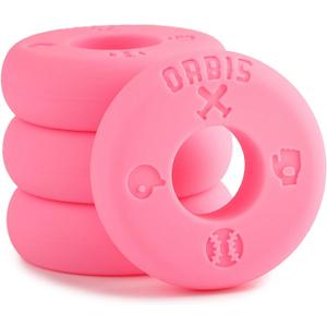 Orbis Bat Grip Choke Up Rings with Baseball Icons, 4 Pack, Bat Knob Stacker for Youth Baseball, Softball and Tee Ball, Improve Grip and Reduce Sting (Pink)