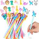 24 Pieces Fun Animal Pens for Kids Cute Cartoon Gel Ink Fun Novelty Pens Bulk Birthdays Gift for Kids Daughter Girls Students Classroom Friends Black Ink Back to School Present(Animal Style)