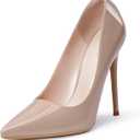 GENSHUO Women's 4.7 Inch Pumps Pointy Toe Stiletto Sexy High Heels Work Party Wedding Shoes (10, Nude)