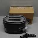 Mueller Retro Toaster 2 Slice with 7 Browning Levels and 3 Functions: Reheat, Defrost & Cancel, Stainless Steel Features, Removable Crumb Tray, Under Base Cord Storage, Black