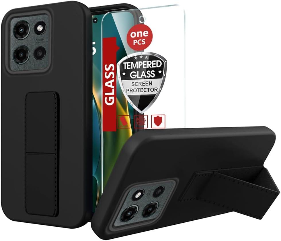 Compatible with Motorola Moto G 5G 2025 Stand Case, Hide Folding Kickstand Shockproof Protective Cover Case for Moto G 5G 2025 - Black