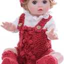 Reborn Baby Doll, 18-Inch Realistic Newborn Baby Doll with Hand-Rooted Hair and Cute Sweater, Full-Body Vinyl Baby Dolls for 3+ Ages, Gifts, Collect