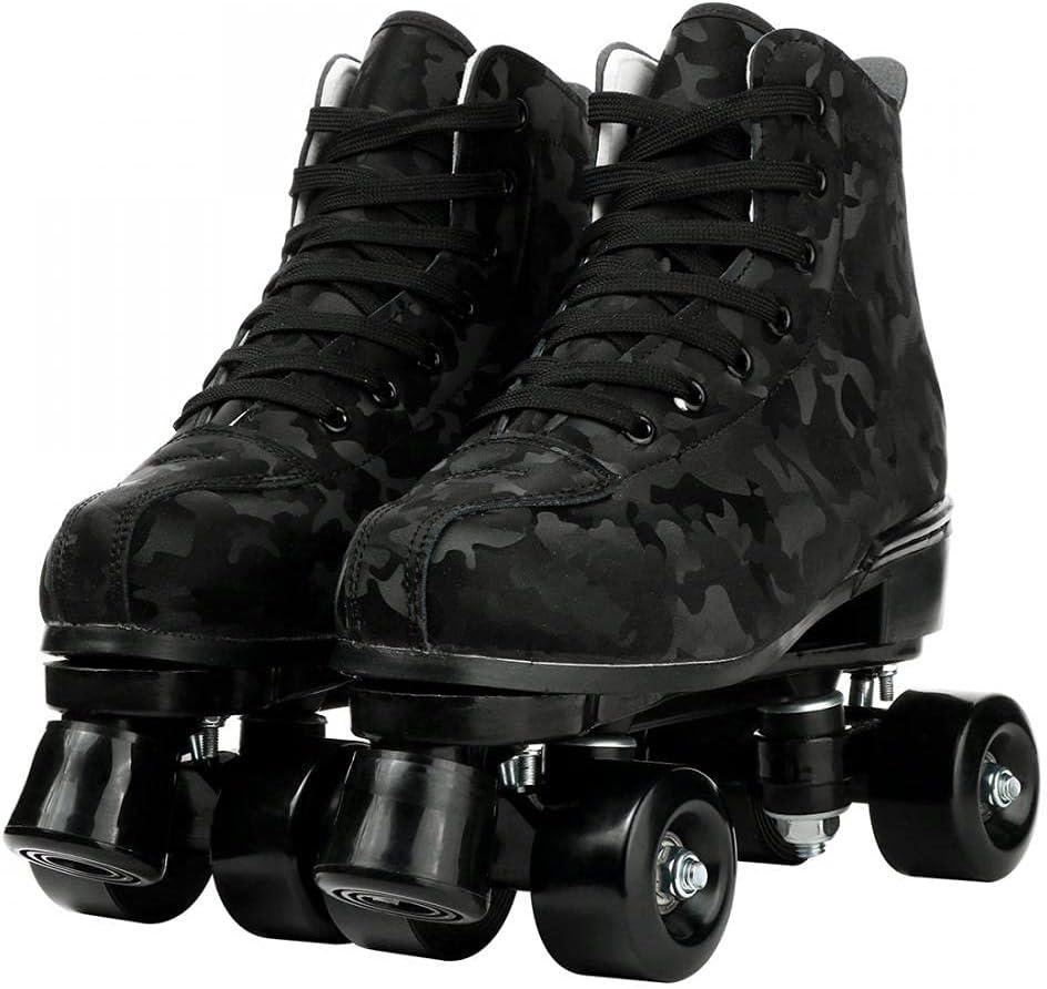 jessie Outdoor Roller Skates Women Adult with Light Up Wheels Black Quad Skating for Men Youth Boys Girls (41-US:9)