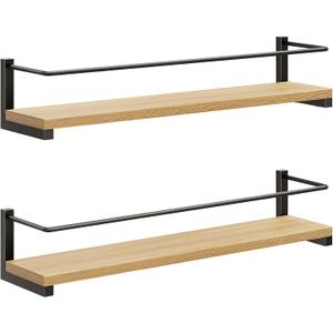 OROPY Wooden Spice Rack Wall Mounted, Over the Stove, Kitchen Wall, 2 Pack