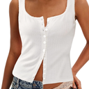 Women's Tank Tops Fitted Summer Sleeveless Button Down Vest Tops Trendy Henley Shirts Beach Vacation Outfit 2025 M
