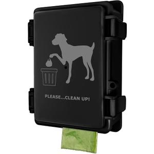 Dog Poop Bag Dispenser Wall Mount Waterproof Outdoor Dog Bag Dispenser | Printed With Cute Dog Poop Signs | Stake, Pole, Fence Mounted | Fits Home, Porch, Lawn, Yard（black, only dispenser)