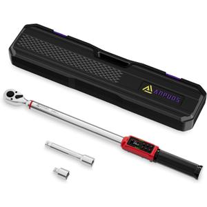 Digital Torque Wrench 1/2 Inch Drive, 4.4-295Ft.lb/6-400Nm, Electronic Torque Wrench Set with 1% Accuracy, Vibration, Buzzer, Preset Value and LED Flash Notification for Auto, Truck, Tractor