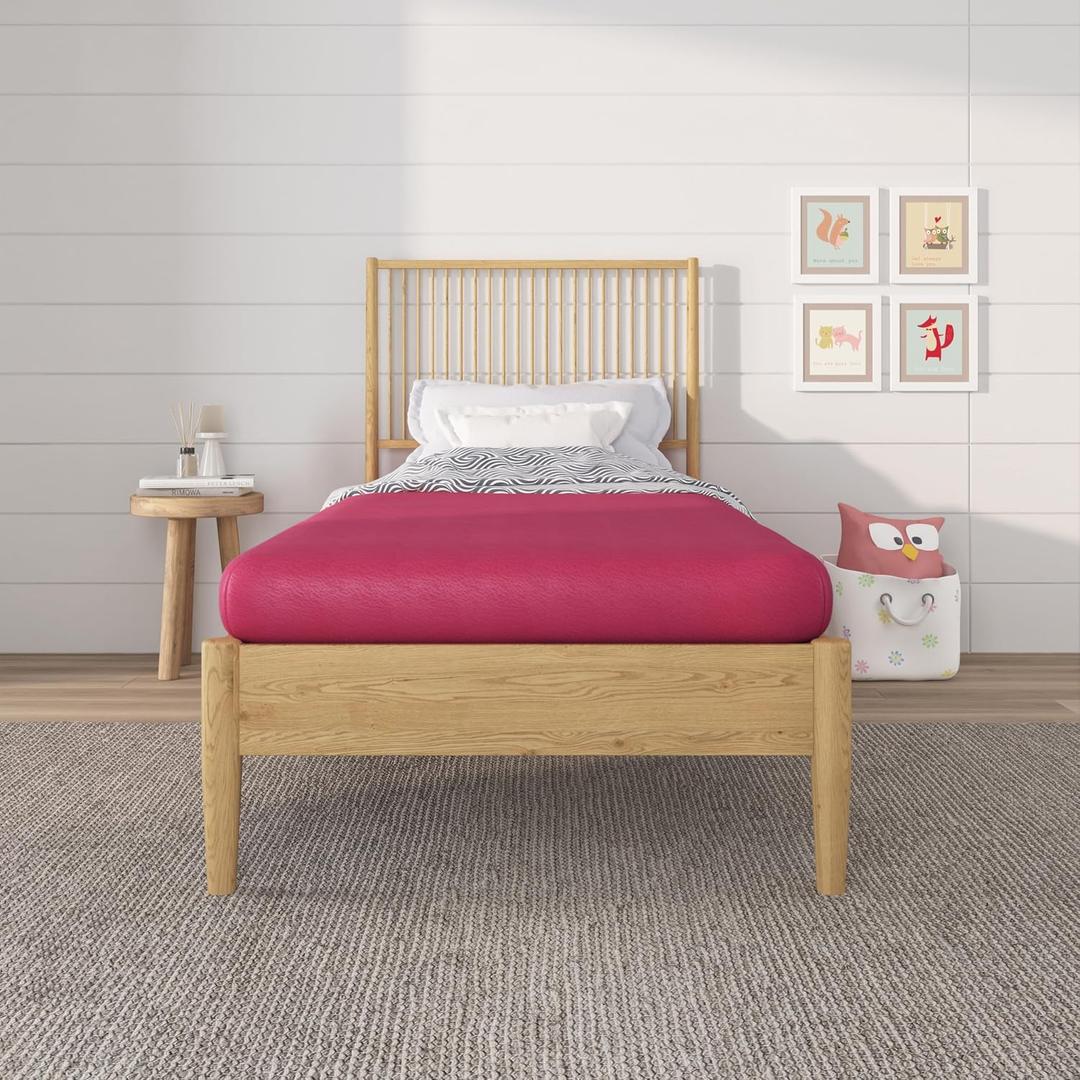 NapQueen 5 Inch Twin Memory Foam Mattress, Medium Feel, CertiPUR-US Certified, Bed in a Box, Breathable Soft Fabric Cover, Pink