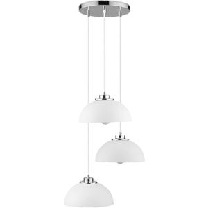 GLOBE Electric 61094 3-Light Cascading Pendant Light, Chrome Accents, White Shades
