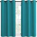 NICETOWN Room Darkening Curtains 48 inch Length 2 Panels, Thermal Insulated Grommet Blackout Curtains for Modern Casual Elegant Bedroom Kids Room Theme Decoration (Peacock Teal, 2 Pieces, W42)