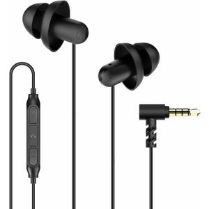 Hearprotek Sleep Earbuds, 3.5mm Lightweight Soft Noise Reduction Earbuds Wired with Mic and Volume Control