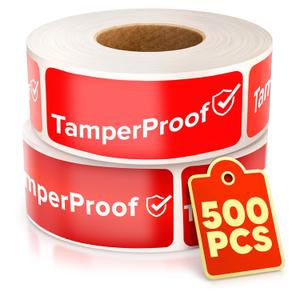 500-Pack Tamper Proof Stickers 1x3  Strong Adhesive for Tamper Detection and Package Protection | Durable, Easy-to-Apply Labels for Sealing Boxes, Containers, Envelopes, Documents and Other Surfaces