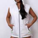 Mens Womens Unisex Flash Led Light Jacket Vest Trouser for Evening Festival Xmas Christmas Fancy Outdoor Party Costume, White, M