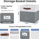 FinishingBo 6-Pack Storage Cubes with Handles & Label Holders Basket, Closet Cube Home Organizer Bins(White/Dark Grey, 13 x 13 x 13 inch)