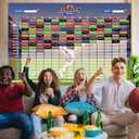 Fantasy Football Draft Board,6 x 4 Feet -Up to 14 Teams & 500+ Player Stickers & Draft Guide