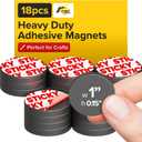Strong Ceramic Round Magnets With Adhesive Backing (1x0.15"/25x4mm, 18 pcs) - Heavy Duty Sticky Magnets, Non-Corrosive, Versatile For Home, Office, Workshop, Whiteboard, Fridge And Hobby Use