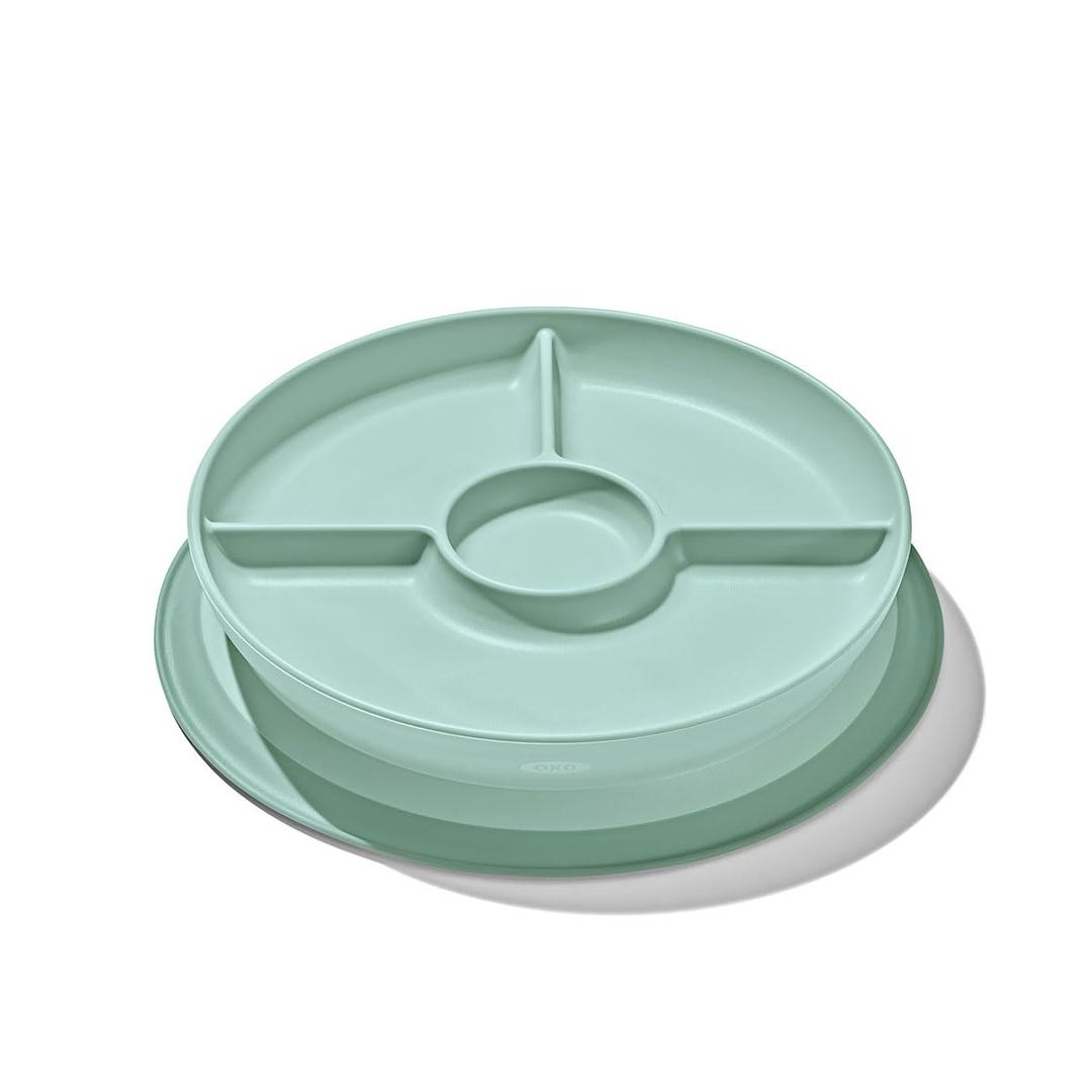 OXO Tot Stick and Stay Suction Divided Plate - Opal (1 Count (Pack of 1))