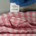 K MASANIJI Pink White Plaid Ruffle Sheets Queen Size 4-Piece Set, 300TC 100% Yarn Dyed Cotton Sheets 18 in Deep Pocket Classic Gingham Decorative Bedding (Pink/White Plaid, Queen)