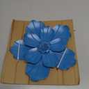 Metal Flower Wall Sculpture, 9.5" Rustic Modern Artwork Distressed 3D Layered Vintage Iron Flower Wall Hanging Accent for Indoor Kitchen, Bedroom Living Room Office Outdoor Garden Patio Decor (Blue)