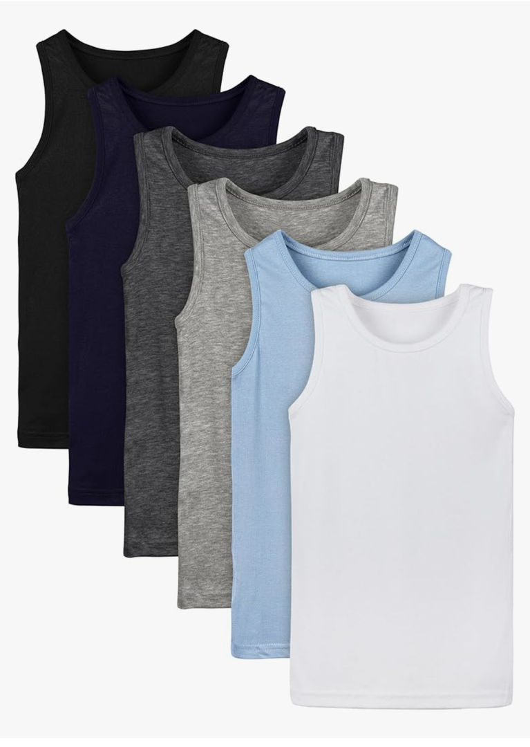 Cooraby 6 Pack Toddler Tank Top Kids Undershirts Soft Undershirt for Boys and Girls 5-6 YearsOld