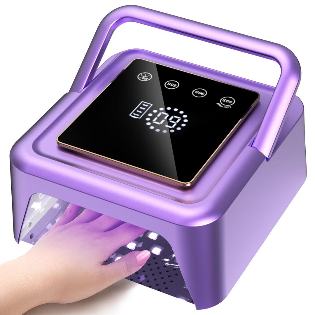 Meremit 108W UV Gel Nail Lamp, Rechargeable UV Nail Light with Auto Sensor for Gel Polish, Portable Nail Dryer Built-in 4 Timer Mode and Touch Display for Home & Salon Use