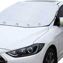 Car Windshield Snow Cover with 4 Layers Windproof Protection Defense Frost Sunlight, All Weather Winter & Summer Front Window Automotive Covers Sun & Snow-Shade for Most Cars Trucks Vans and SUVs