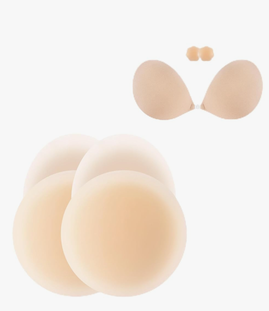 Niidor Nipple Covers & Sticky Bra Strapless Adhesive Invisible Push up Silicone Bra for Backless Dress (C Cup)