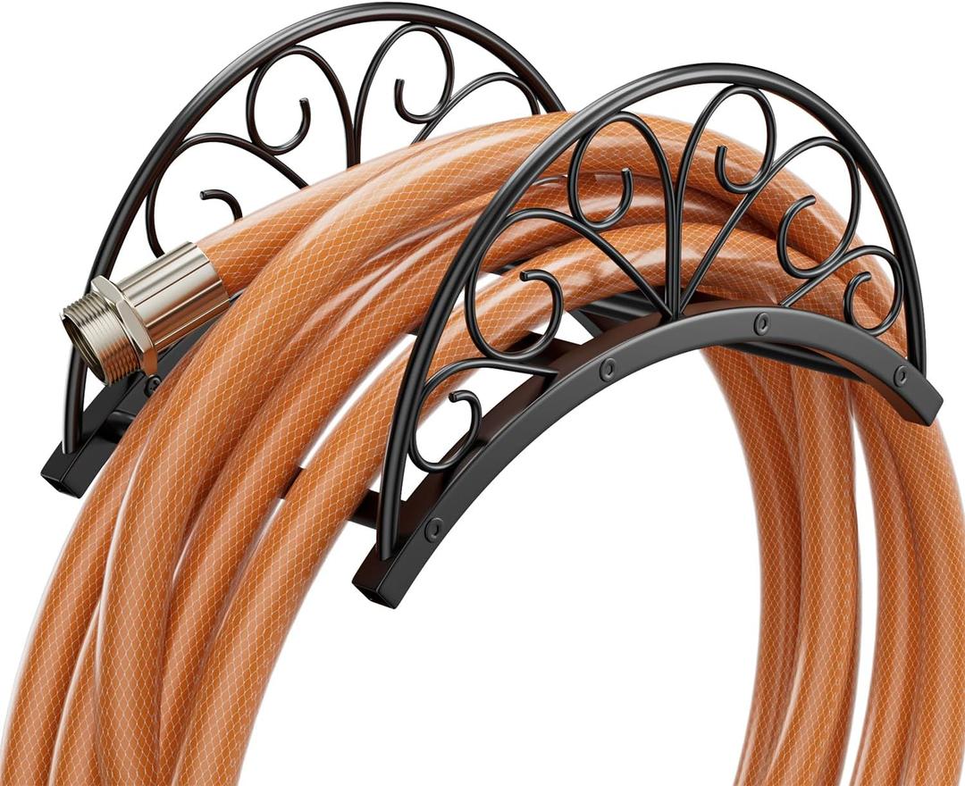 Josmimic Wall Mounted Hose Holder - Metal Water Hose Holder - Heavy Duty Hose Hanger for 100/ 110/ 150 FT Water Hose Extension Cords Vacuum Hose