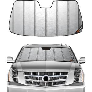 Windshield Sun Shade for Cadillac Escalade/GMC Yukon/Chevy Suburban/Avalanche 2007-2014,Front Window Sunshade,Blocks UV Rays,Windshield Sunshade Cover Warm Weather Keep Your Seat Cooler (Metallic)