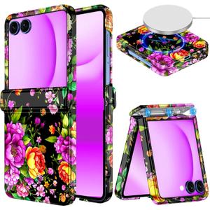 Hekodonk for Galaxy Z Flip 7 Case,[Compatible with MagSafe][Built-in Screen Protector][Hinge Protection],Magnetic Slim Shockproof Women Girls Case for Samsung Galaxy Z Flip 7,Dark Purple