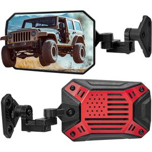JOYTUTUS Mirrors Doors Off Doors On Compatible with Wrangler TJ JK JKU, All Year Used Side Mirrors for Wrangler 1997-2018, Wider View No Vibrate & Wobble, Red