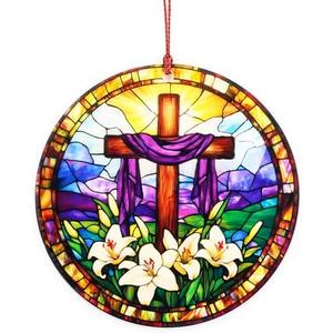 He is Risen Easter Decor – Religious Easter Cross Decoration for Home, Catholic Gifts, Christian Religious Decorations, Easter Basket Stuffers and Small Tree Ornament