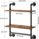 IBUYKE Pipe Floating Shelves,Rustic Iron 28.5 inches Industrial Pipe Shelf,2-Tier Wall Shelf with Towel Bar,Wall Mount Bookshelf for Bedroom,Kitchen,Living Room,Bathroom URF-TM014, 2 Tier With Tower Bar