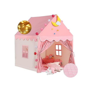 Wilwolfer Kid Tent with Mat, Star Lights - Kids Play Tents for Toddlers Kids Tents Indoor Playhouse - Princess Tent for Girls Toy House Gift (Pink with Cloth)