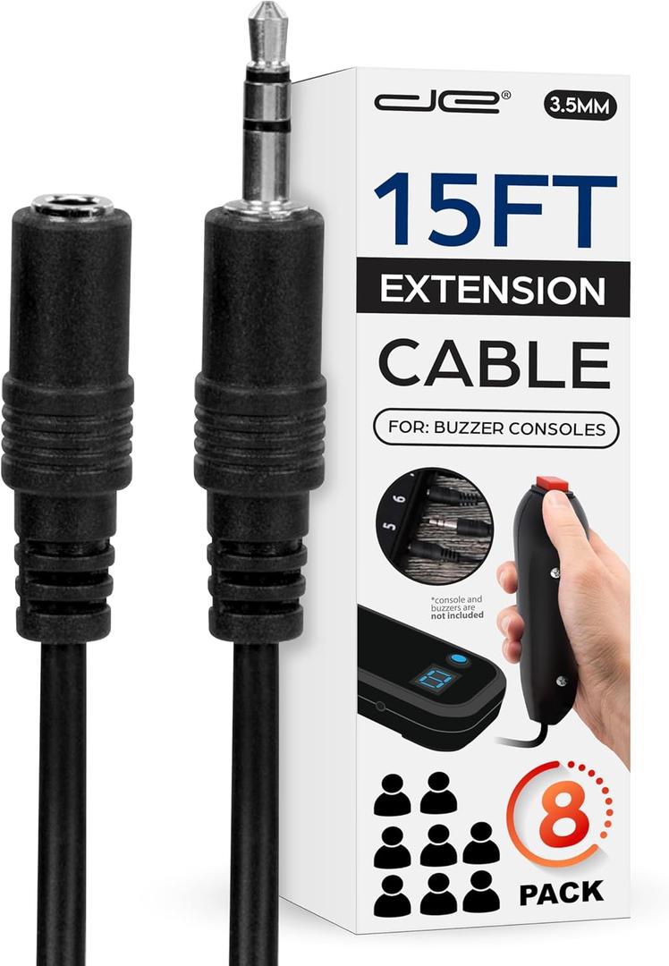 Digital Energy 15 Ft Extension Cables for Handheld Game Buzzer System 8-Pack