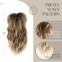 LEEONS 18-Inch Long Wavy Hair Topper for Women With Thinning Hair - Synthetic Wiglet in Ombre Walnut Brown to Ash Brown and Bleach Blonde