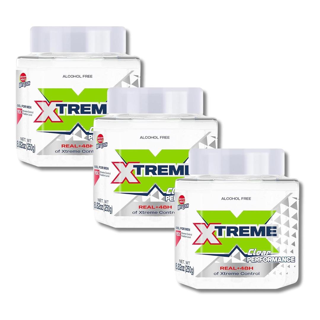 Xtreme Clear Performance Wet Look Styling Gel for Men, 8.81 oz, 3 Pack (2.94 Ounce (Pack of 3)