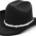 Cowboy Hat,Cowgirl hat,Cowboy Hats White/Black Western Cowgirl Hats for Women/Men (One Size)