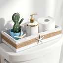 Novabright Beach Toilet Tank Basket Rustic Bathroom Decor Box Farmhouse Wood Bathroom Paper Holder Basket Starfish Decor Top of Toilet Organizer Storage for Coastal Bath Tank Topper Counter Decoration