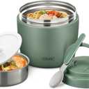 Itslife 32oz Insulated Soup Thermo, Vacuum Stainless Steel Food Jar for Hot & Cold Food, Leakproof Wide Mouth Lunch Container with Spoon, Green
