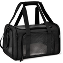 Henkelion Large Soft Sided Cat and Pet Carrier for Cats and Puppies up to 25Lbs - Collapsible, Waterproof Travel Carrier - Black