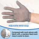 Metal Mesh Gloves (XXS~XL), Anti-cut Gloves, Butcher's Gloves Food Grade Stainless Steel Metal Mesh Gloves (Gray, L)