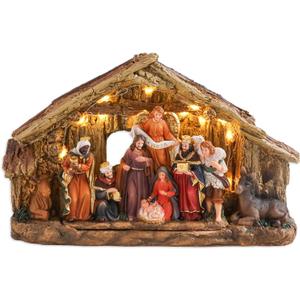 Nativity Sets 7 Inch Christmas Village Nativity Scene Indoor Manger Scene Christmas Village Xmas Tabletop Decorations Holiday Displays