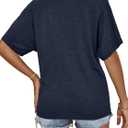 Hilinker Womens Sexy Off The Shoulder Tops Short Batwing Sleeve T Shirt Oversized Casual Tee Navy Blue Small (Blue, S)